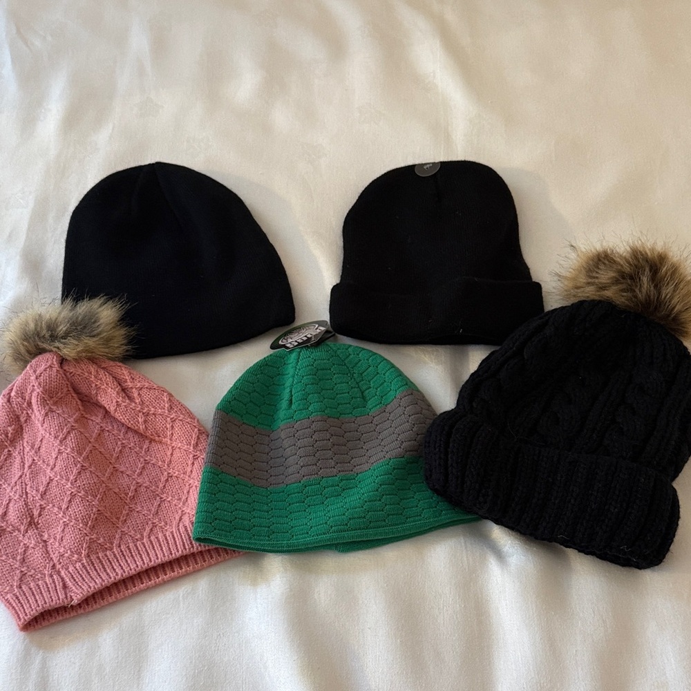 Source Unknown Kids Beanie Set - Black, Pink, Green - Picture 2 of 2